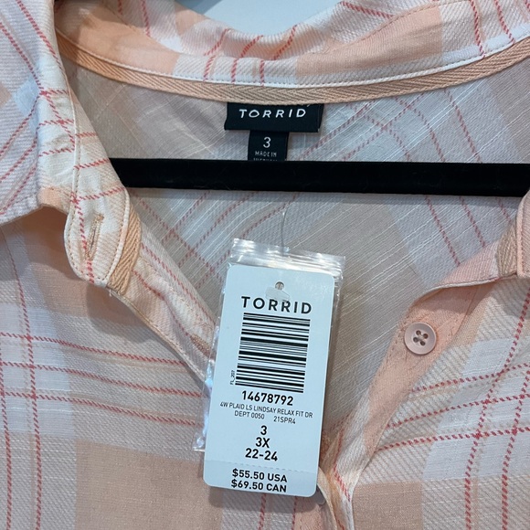 Torrid 3 Peach blouse with pink stripes - Picture 3 of 4